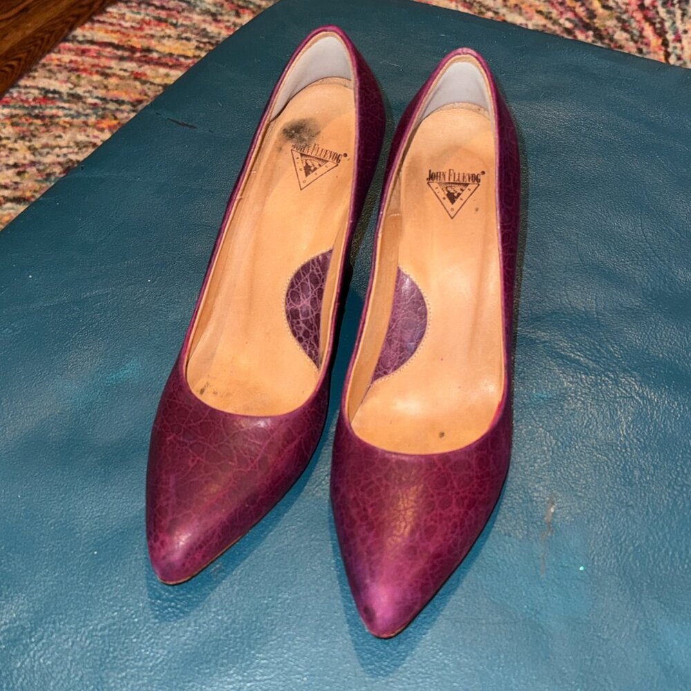 John Fluevog Gail Croc Embossed Pumps - 8.5 - Picture 8 of 8